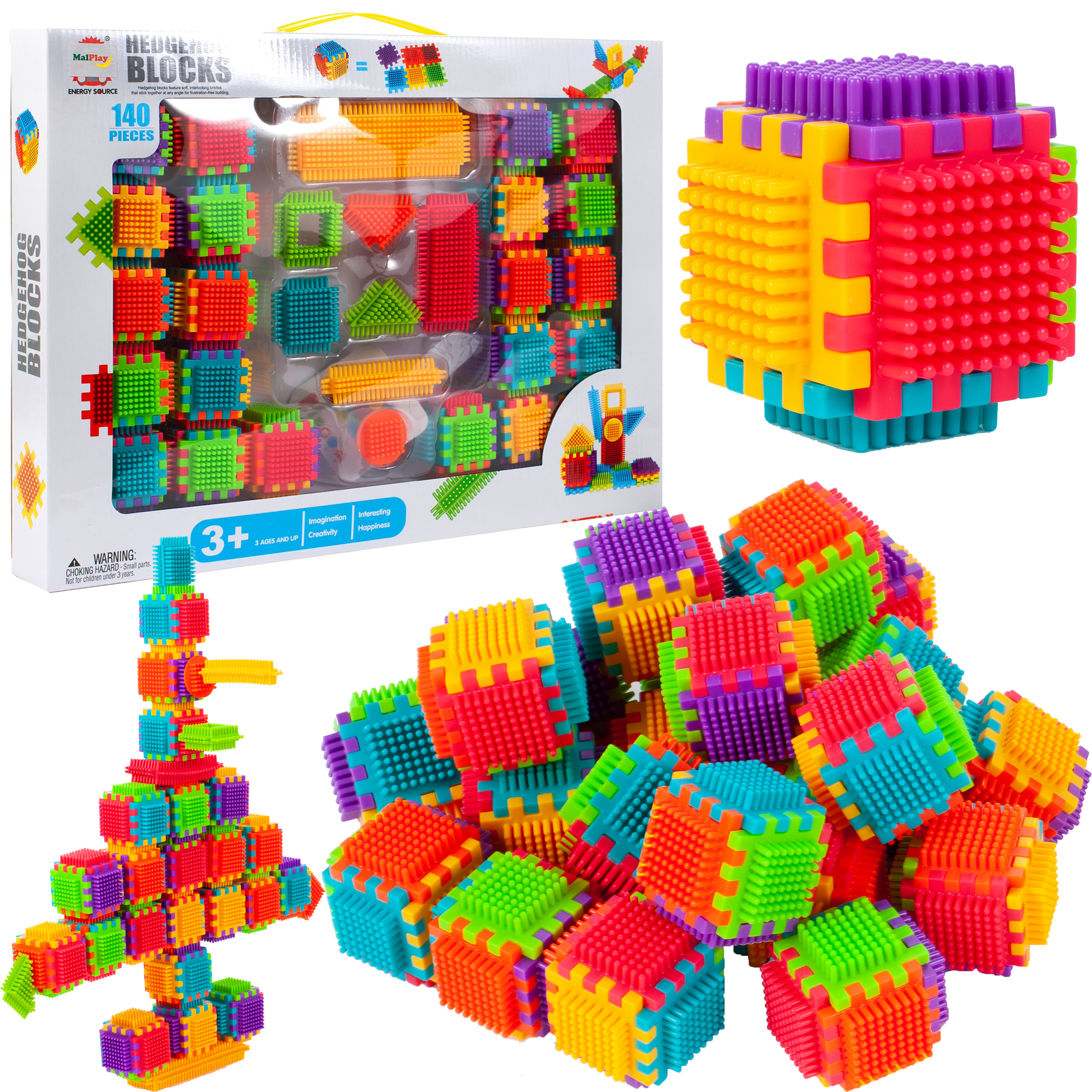 MalPlay Klocki jeżyki wafle 140 elem w kartonie