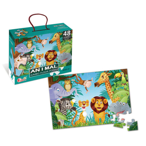 Askato Puzzle podłogowe Jumbo z motywem dżungli - 48 elementów
