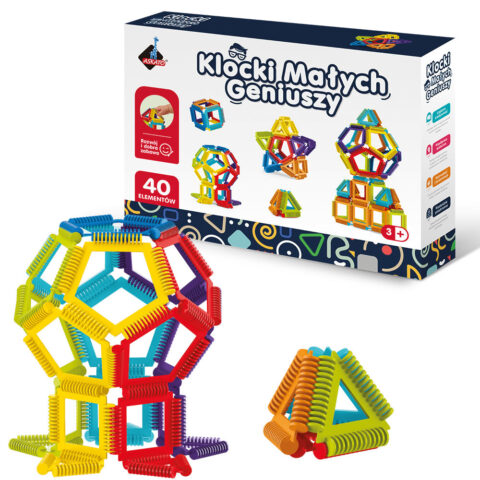 Askato Klocki Małych Geniuszy GEOMETRYCZNE SZCZOTKI – 40 elementów
