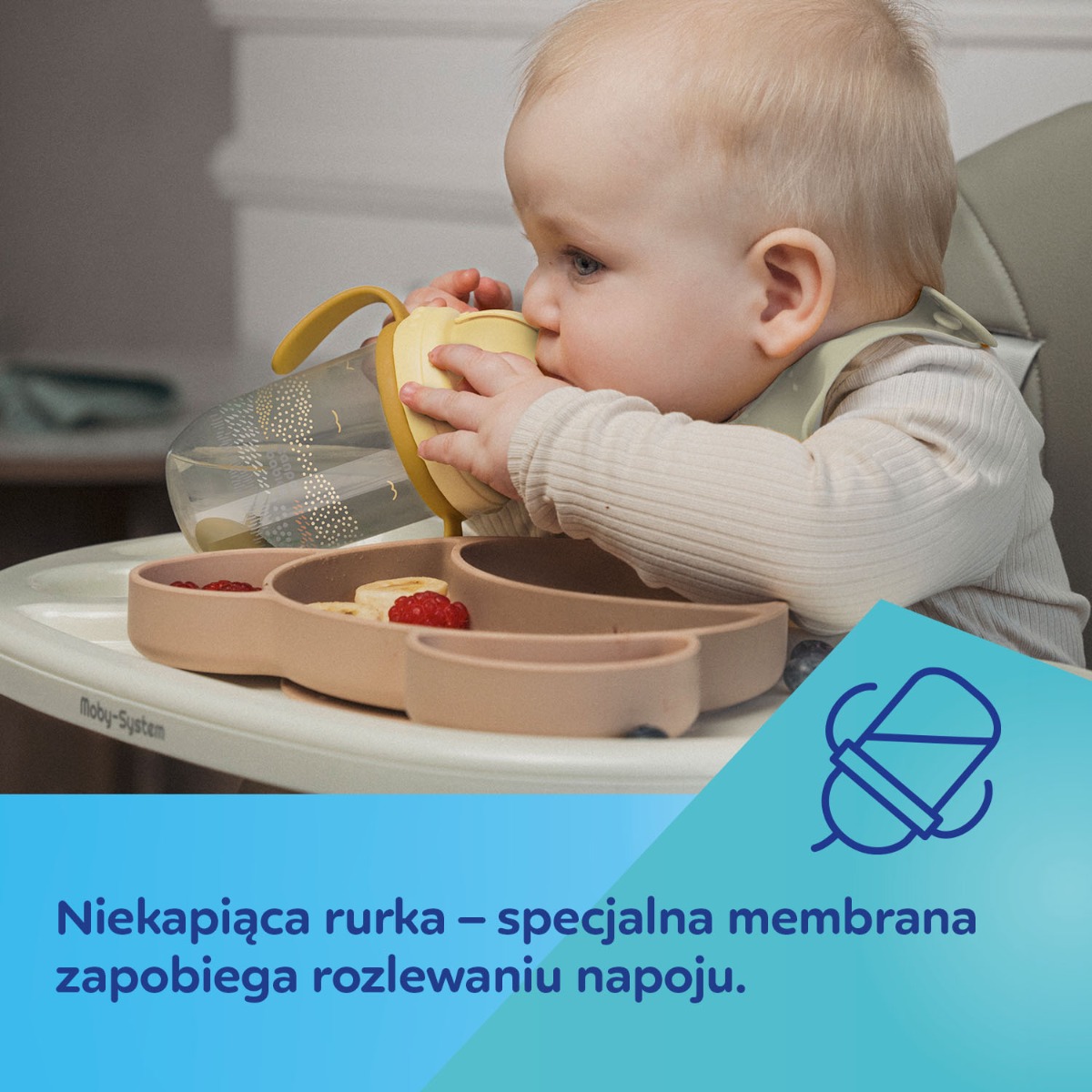 Canpol babies Kubek niekapek z rurką i odważnikiem 270 ml MOUNTAINS żółty - obrazek 6