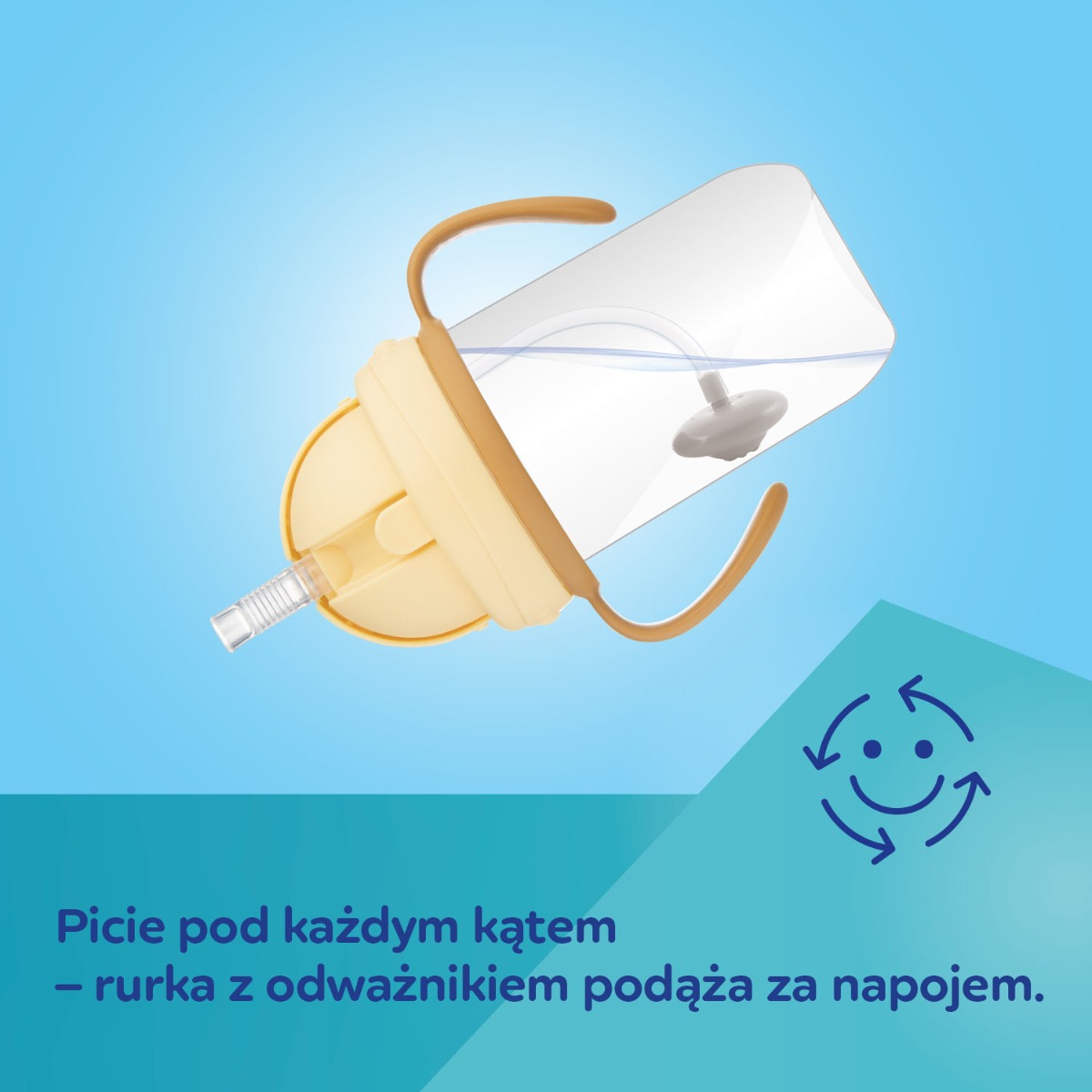 Canpol babies Kubek niekapek z rurką i odważnikiem 270 ml MOUNTAINS żółty - obrazek 5