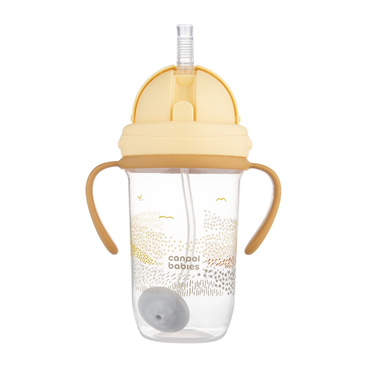 Canpol babies Kubek niekapek z rurką i odważnikiem 270 ml MOUNTAINS żółty