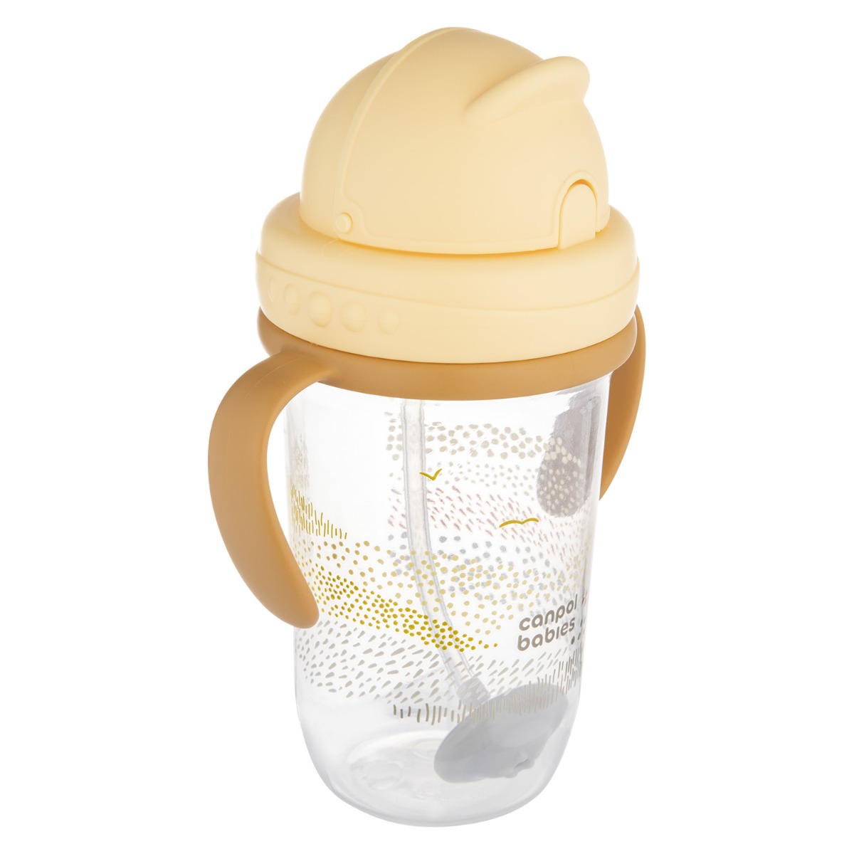 Canpol babies Kubek niekapek z rurką i odważnikiem 270 ml MOUNTAINS żółty - obrazek 3