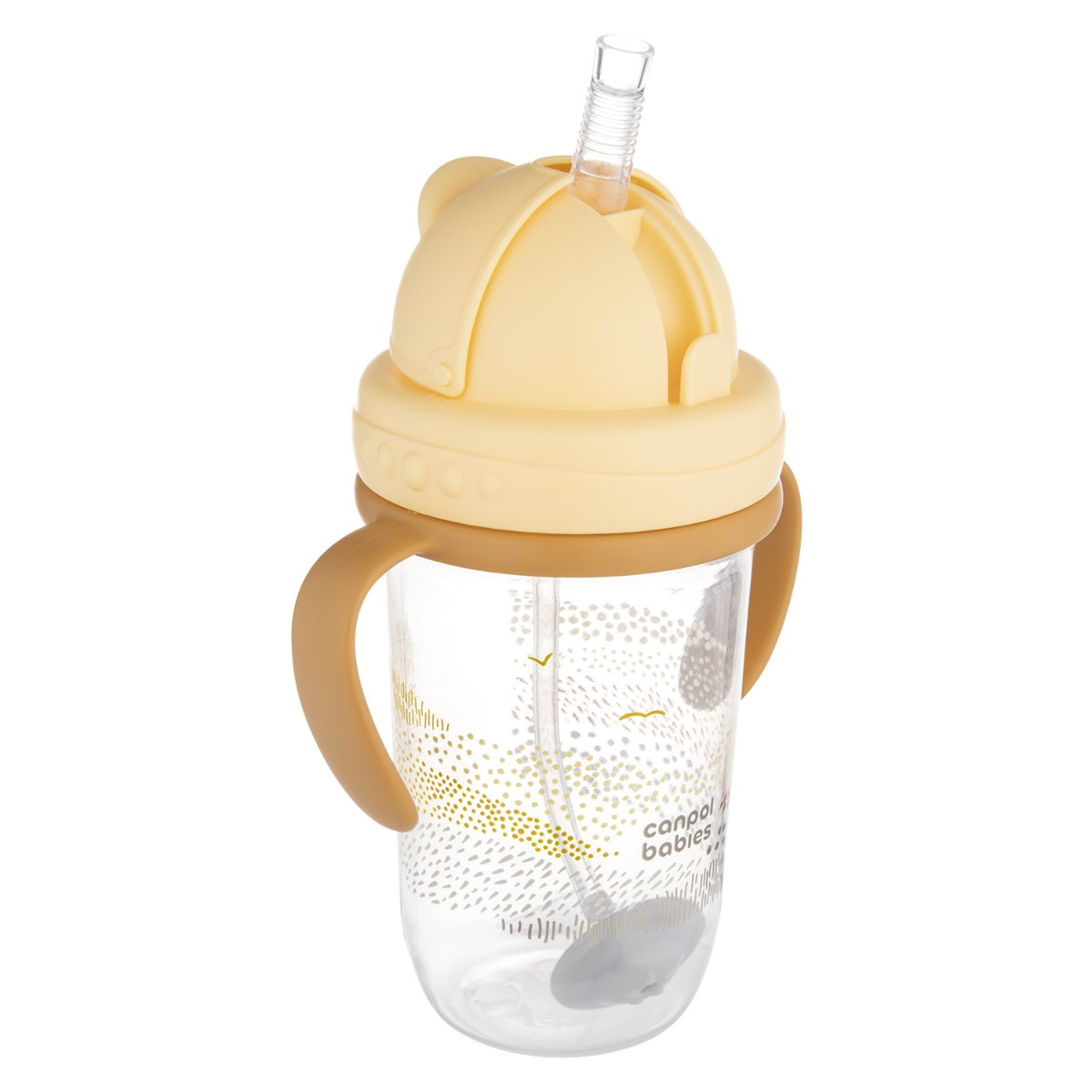 Canpol babies Kubek niekapek z rurką i odważnikiem 270 ml MOUNTAINS żółty - obrazek 2