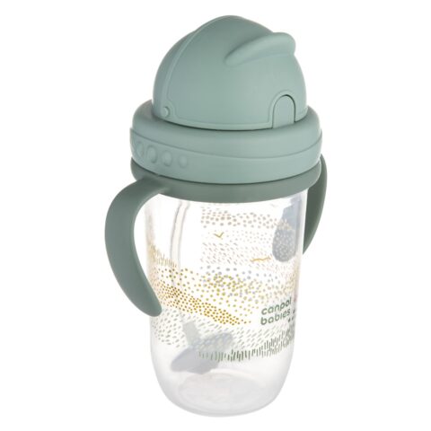 Canpol babies Kubek niekapek z rurką i odważnikiem 270 ml MOUNTAINS zielony​