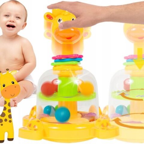 MalPlay BĄCZEK SPINNER DLA DZIECI ŻYRAFKA Z KULECZKAMI ZABAWKA WIRUJĄCA DLA DZIECI