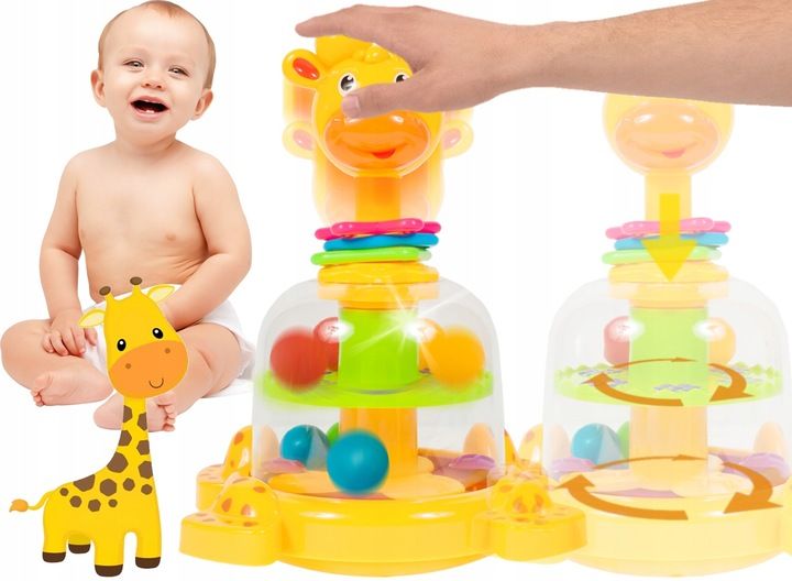 MalPlay BĄCZEK SPINNER DLA DZIECI ŻYRAFKA Z KULECZKAMI ZABAWKA WIRUJĄCA DLA DZIECI