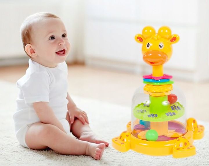 MalPlay BĄCZEK SPINNER DLA DZIECI ŻYRAFKA Z KULECZKAMI ZABAWKA WIRUJĄCA DLA DZIECI