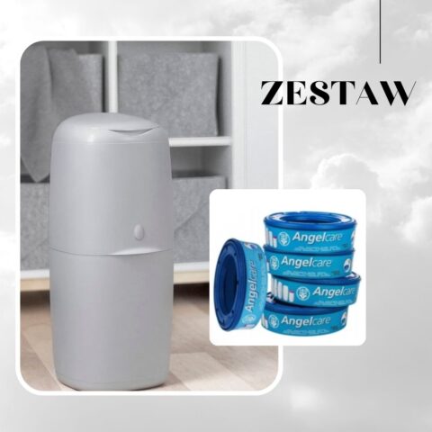 Pojemnik na pieluchy klasyczny + 5 wkładów Angelcare; szary