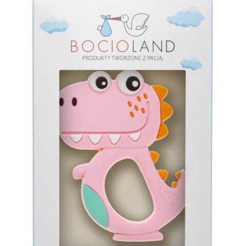 Gryzak silikonowy dino różowy Bocioland