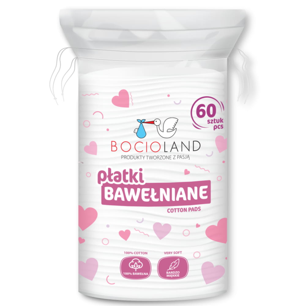 Bawełniane płatki kosmetyczne 60 szt. Bocioland