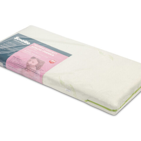 MATERAC DO KOŁYSKI / ŁÓŻECZKA DOSTAWNEGO KOKOS-PIANKA 90X40 ALOE VERA (7 cm)
