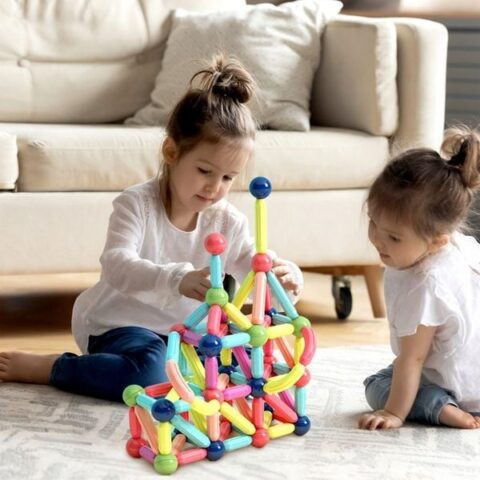 MalPlay KLOCKI MAGNETYCZNE KONSTRUKCYJNE EDUKACYJNE DUŻY ZESTAW 120 ELEMENTÓW