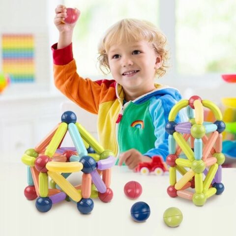 MalPlay KLOCKI MAGNETYCZNE KONSTRUKCYJNE EDUKACYJNE DUŻY ZESTAW 120 ELEMENTÓW