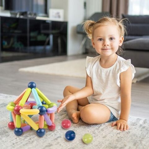 MalPlay KLOCKI MAGNETYCZNE KONSTRUKCYJNE EDUKACYJNE DUŻY ZESTAW 120 ELEMENTÓW
