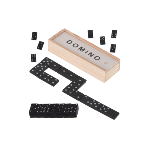 Domino klocki gra rodzinna + pudełko drewniane 2-4 graczy