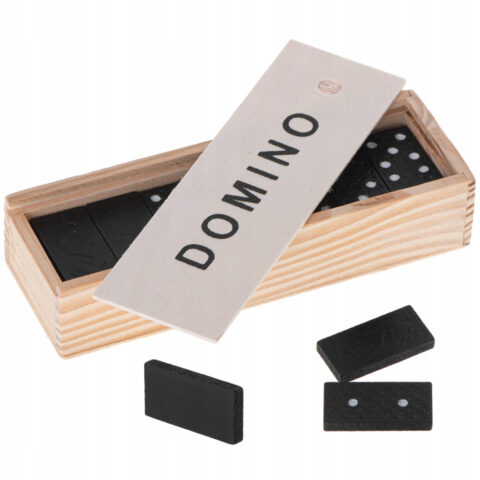 Domino klocki gra rodzinna + pudełko drewniane 2-4 graczy