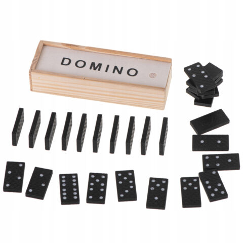 Domino klocki gra rodzinna + pudełko drewniane 2-4 graczy