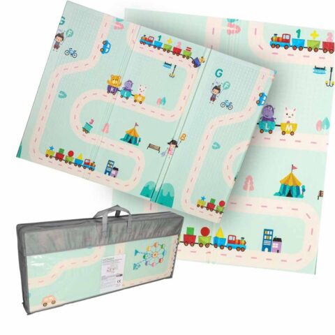 Mata Piankowa Edukacyjna Dwustronna Składana 180×200 Pandy/Ulica dla dzieci
