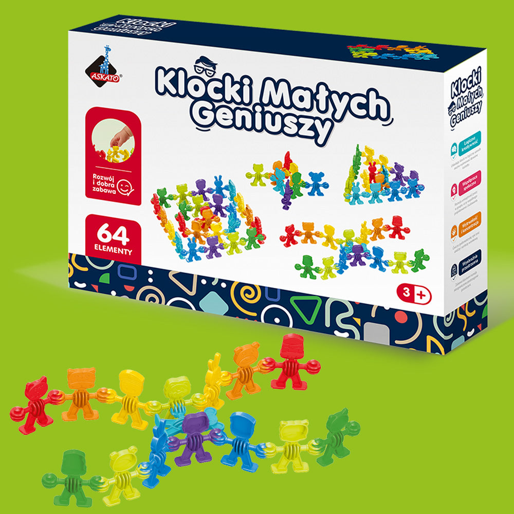 Askato Klocki Małych Geniuszy Liczmany – 64 elementy